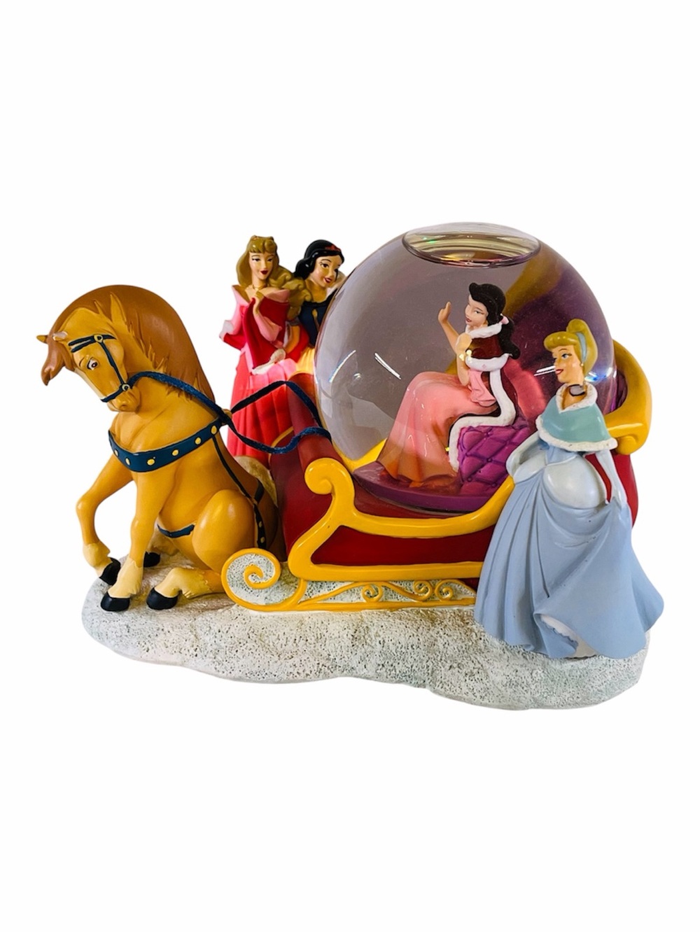 Disney Red and Yellow Princess Carriage Snow Globe (Damaged)